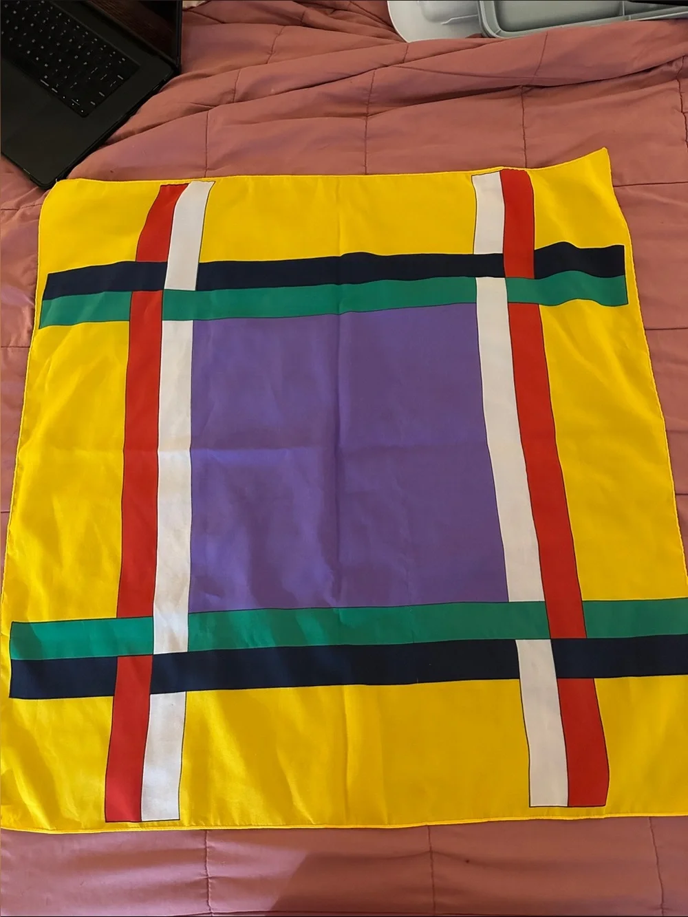Vintage 60s/70s Bold Colorblock Silk Scarf